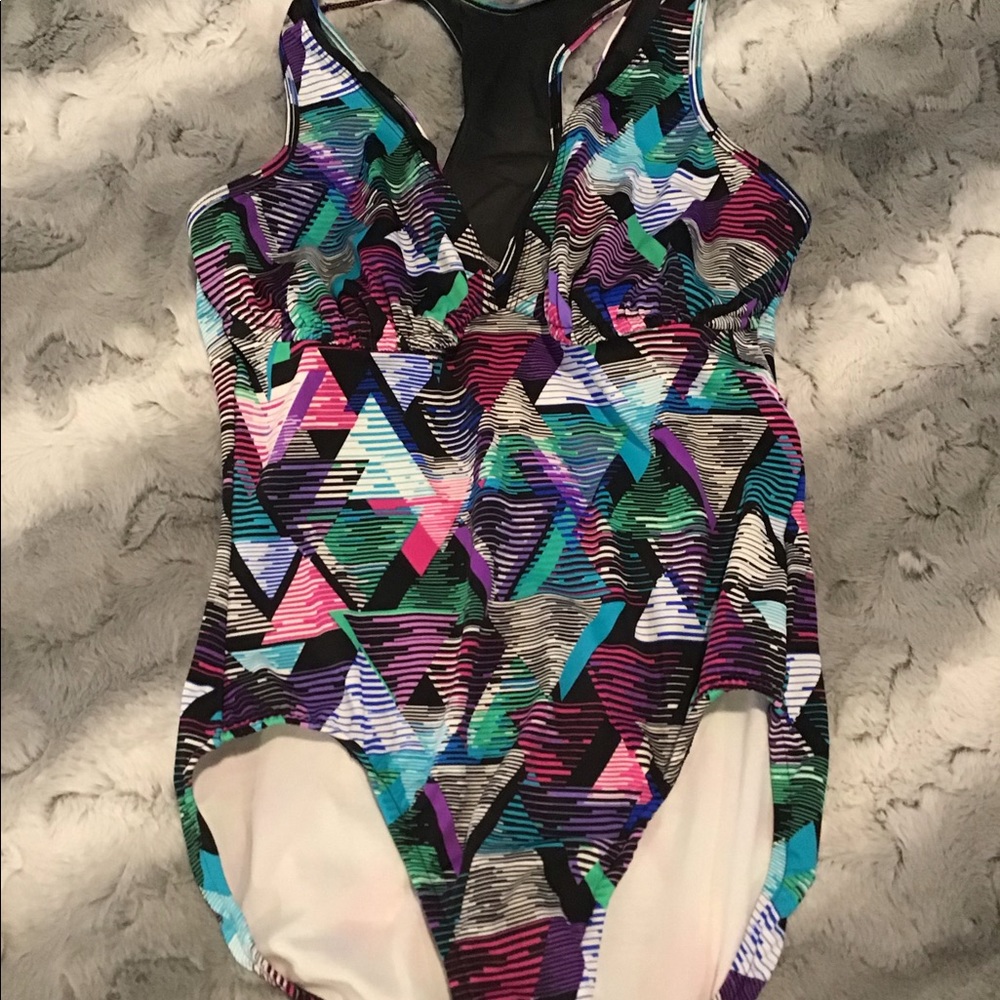 Cleo Mesh Insert Racerback One Piece Swimsuit 8 - Picture 2 of 6